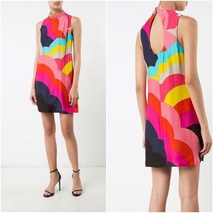 Trina Turk Embellished Neck Rainbow Dress Multi